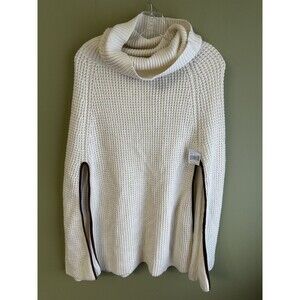 New Lauren Ralph Lauren 50% Wool Mock Neck Waffle Knit Poncho Shawl One Size